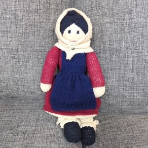 Vintage 1980's Crochet/Knit Handmade Prairie Doll Grandmother Doll